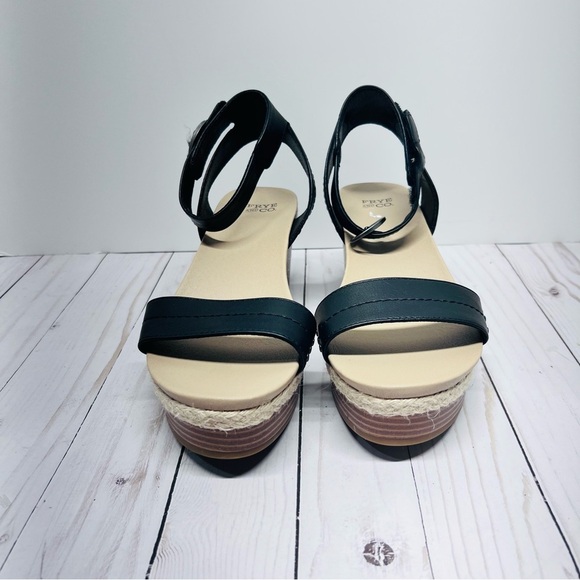 FRYE AND CO. New without Box Livia Black and Tan Wedge Sandals Size 10M - Picture 6 of 10